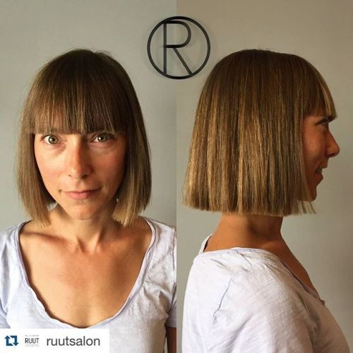 simple short blunt bob haircut for women over 40