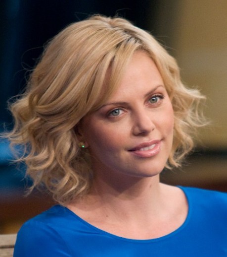 Charlize Theron Layered Curly Bob Hairstyle