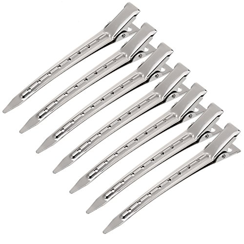 Hicarer 24 Pieces 3.5 Inches Duck Bill Hair Clips Metal Alligator Curl Clips Sectioning Clips with Holes