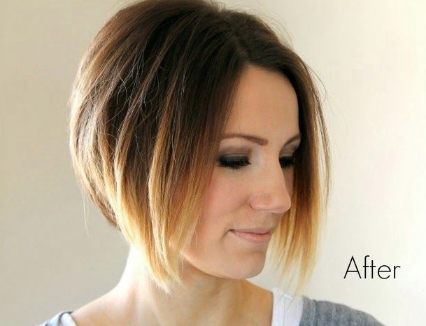 Short Ombre Angled Bob Haircut