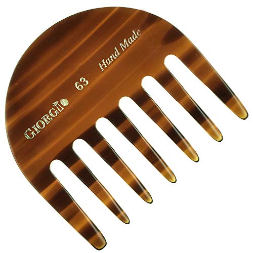 Giorgio G63 2 3/4" Hand Made Tortoiseshell Detangling Comb - Wide Teeth Flexible Comb, Hand-Made of quality Durable Cellulose, Saw-cut and Hand Polished (1 Pack, Tortoiseshell)