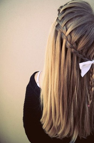 Sleek Waterfall Braid Hairstyle for Girls