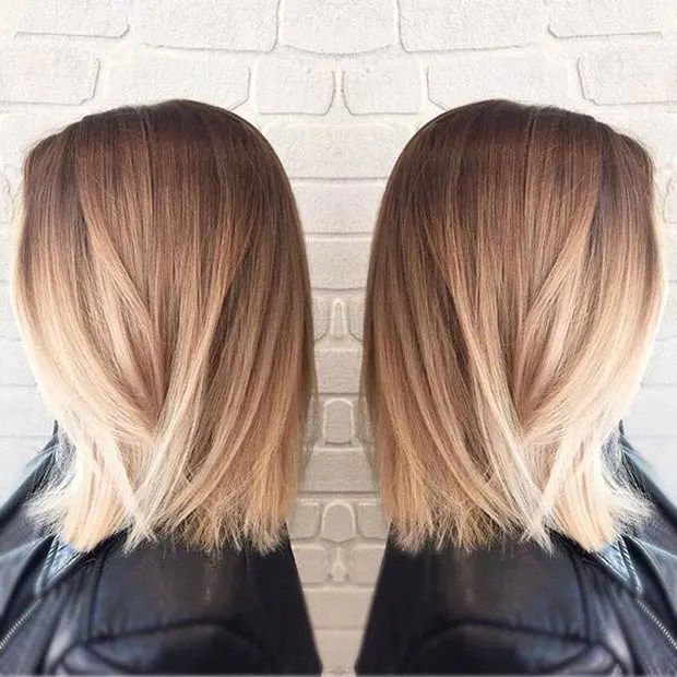 long bob cut STRAIGHT BOB + BLONDE BALAYAGE