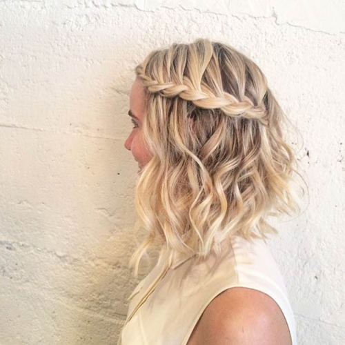 Braided curly a-line bob cut for women