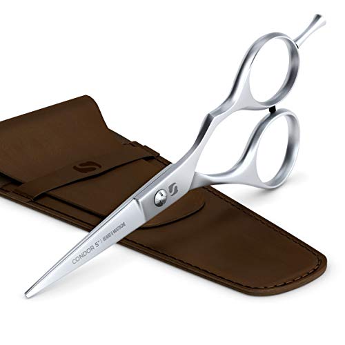 Suvorna 5" Men's Beard & Mustache Scissors with Genuine Leather Pouch, Comb & Tension Adjustment key. Trimming, Cutting and Styling Made Easy. Designed for Next Level of Beard & Mustache Grooming.