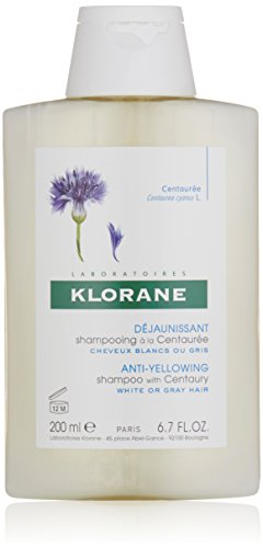 Klorane Anti -Yellowing Shampoo with Centaury for Blonde, White, Silver, Pastel Hair with Natural Blue Pigments, 6.7 oz.