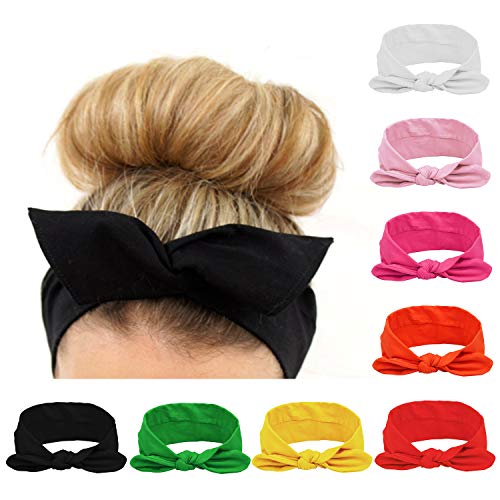 Habibee Women Headbands Turban Headwraps Hair Band Bows Accessories for Fashion Or Sport (Solid Color 8pcs)