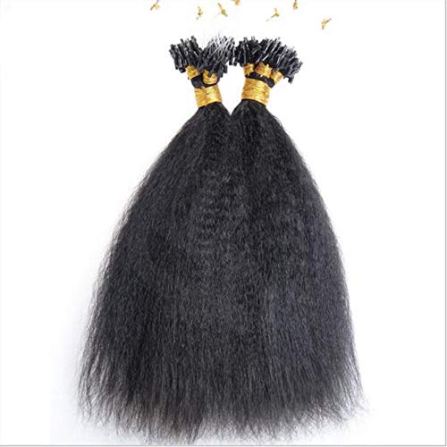 Hesperis Micro Loop Hair Extensions Brazilian Remy Virgin Hair Kinky Straight 100g Per Pack Human Hair Coarse Straight Micro Rings Hair Extensions 1g/strand (12inch)