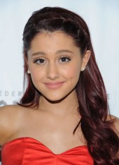 Ariana Grande Long Red Hairstyle with Braided Bangs