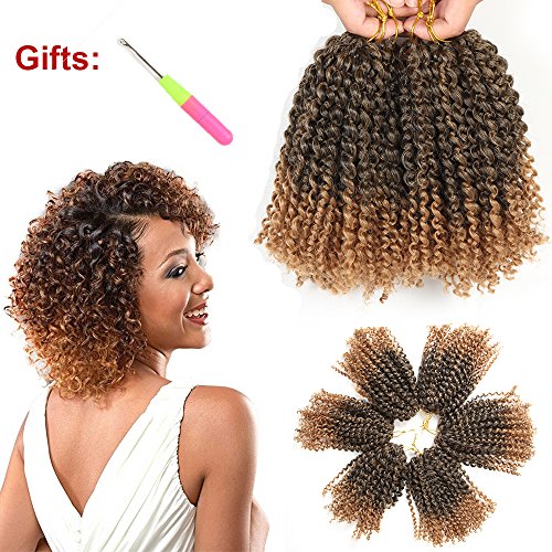 8 Inch Short Marlybob Crochet Hair 6 Bundles/Lot Kinky Curly Crochet Braids Ombre Braiding Hair Synthetic Hair Extension (1B/27#)