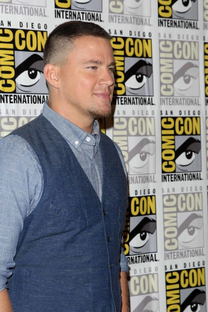 Channing Tatum had a buzz cut haircut incorporated with a low bald fade during the Comic-Con International 2017 for the "Kingsman: The Golden Circle" Photocall on July 20th.