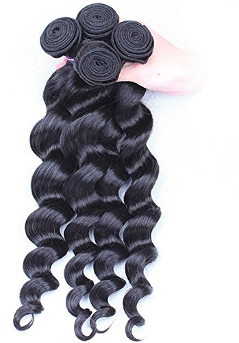 Goood Hair Peruvian Virgin Hair Bundles 4pcs 6a Unprocessed Human Hair Weaves Peruvian Loose Wave Natural Black Rosa Hair Products 50g/ps 4pcs/ Lot -Total 200g (20 20 20 20 Inch)