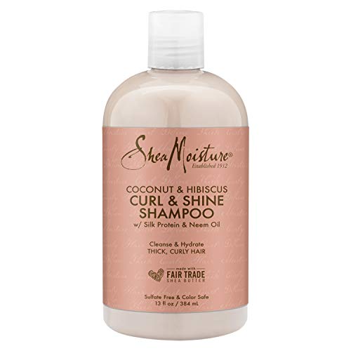 SheaMoisture Curl & Shine Shampoo to Moisturize Hair Coconut & Hibiscus Sulfate Free, Silicone Free 13 oz