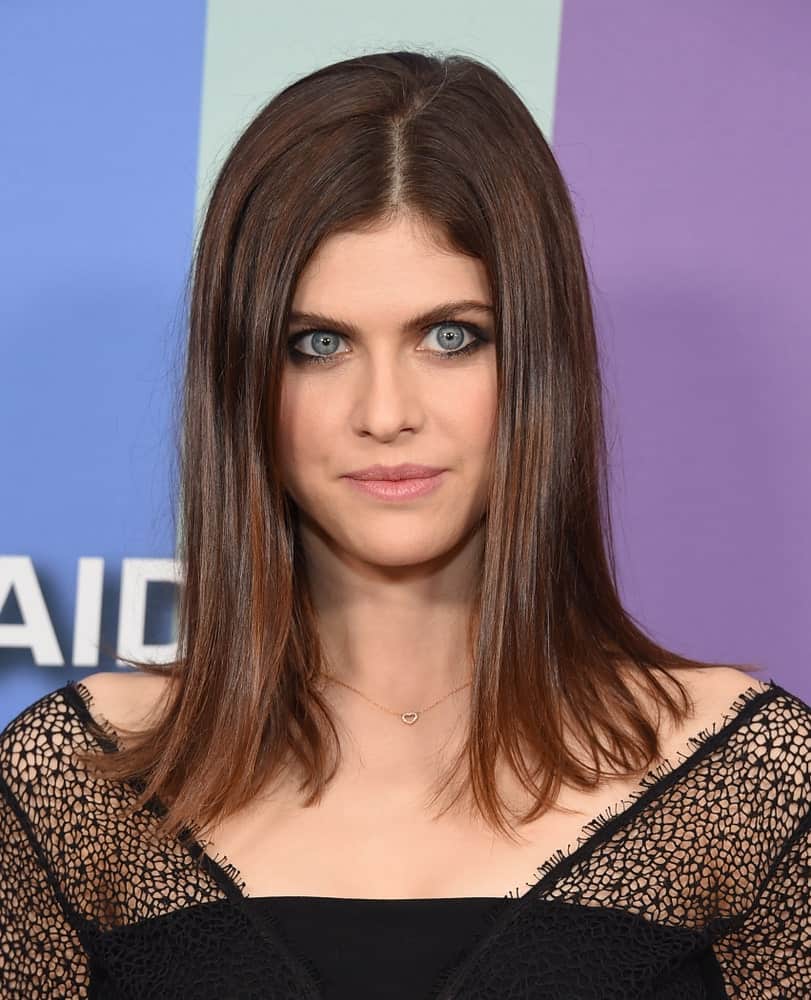 Alexandra Daddario at the 2019 amFAR Gala on October 10, 2019 in Hollywood, CA.