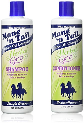 The Original Mane ‘n Tail Olive Oil Complex – Herbal Gro Shampoo + Conditioner – Strengthens & Nourishes – Reduces Breakage – 12 Oz - 2-Pack