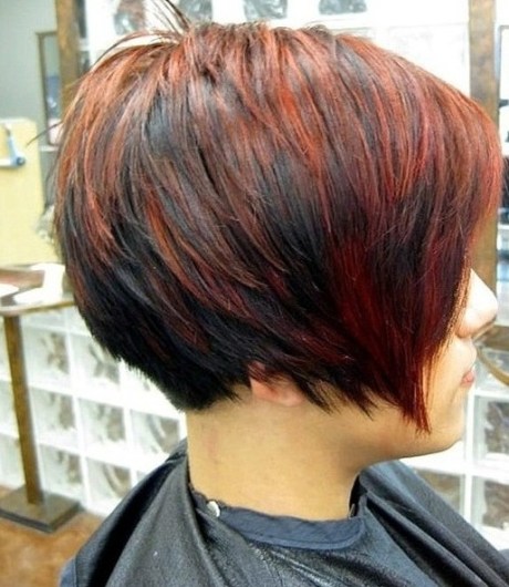 Short Red Black Bob Cut