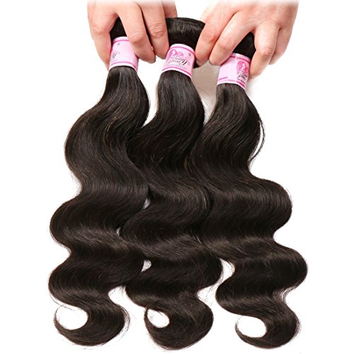 Beauty Forever Indian Body Wave Hair 3 Bundles Hair Extensions 100% Unprocessed Human Virgin Hair Weaves Natural Color 95-100g/pc (16 18 20)