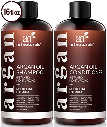 ArtNaturals Organic Moroccan Argan Oil Shampoo and Conditioner Set - (2 x 16 Fl Oz / 473ml) - Sulfate Free - Volumizing & Moisturizing - Gentle on Curly & Color Treated Hair - Infused with Keratin