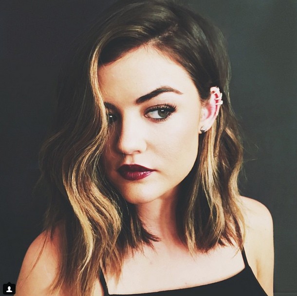 Lucy Hale ombre wavy bob haircut