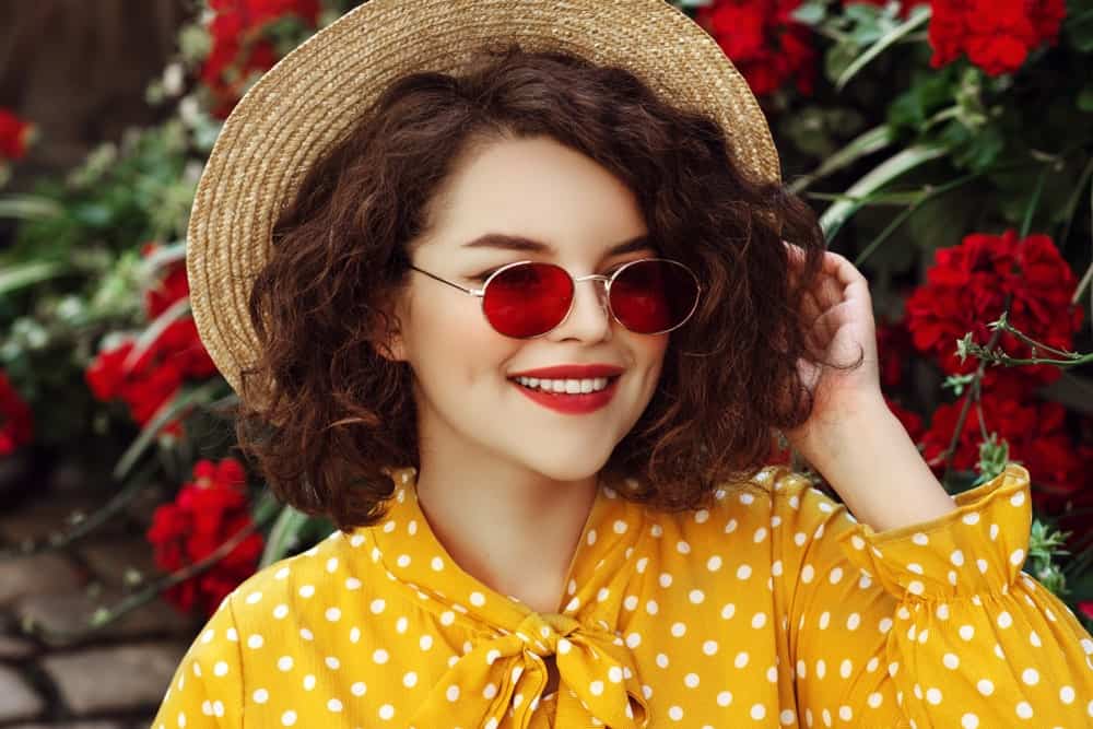 Woman with Short Hair and Brown Shades