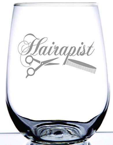 Hairapist Stemless Wine Glass | Elegantly Stylish Glass for Hairdresser Stylist Barber Beautician | Men or Women | Laser Etching Creates Frosted Design