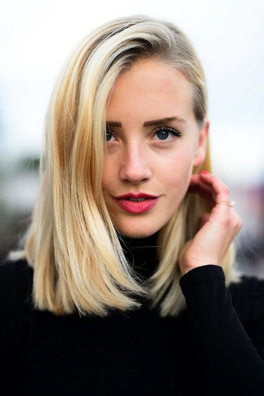 Long blonde bob hairstyle for fine hair - lob