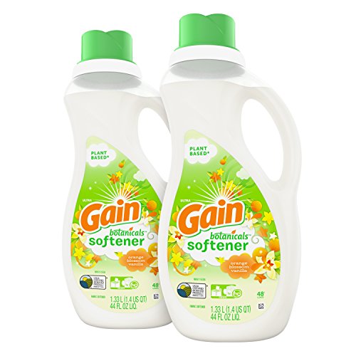 Gain Botanicals Liquid Fabric Conditioner (Fabric Softener), Orange Blossom Vanilla, 44 Oz Bottles, Pack of 2, 96 Loads Total