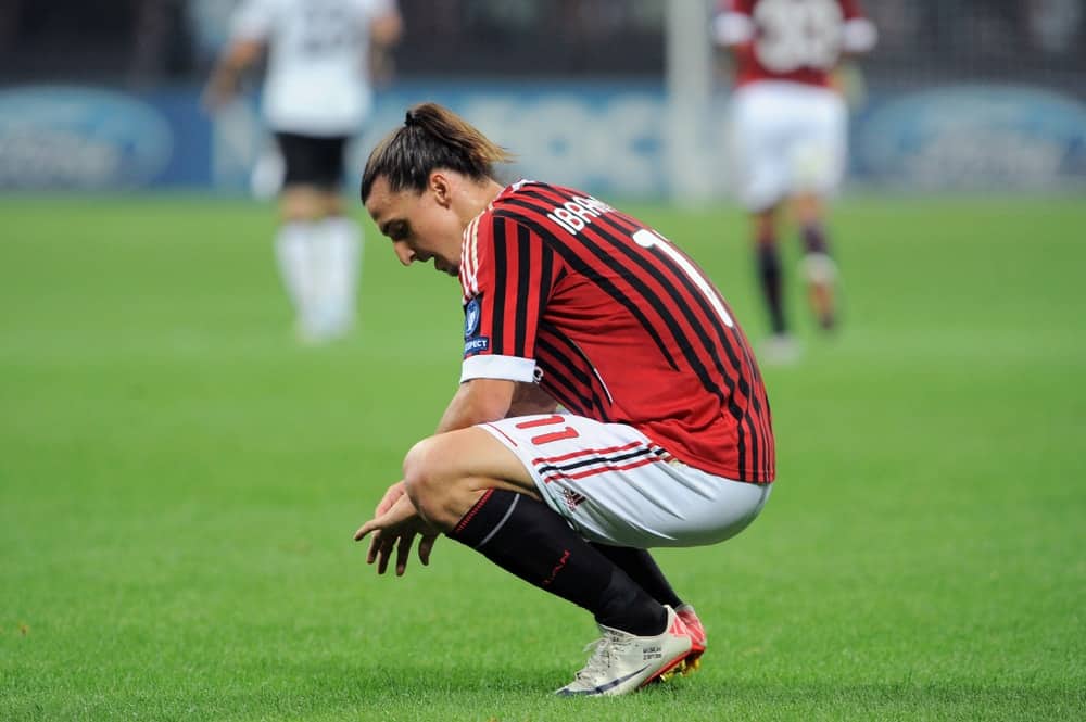 Zlatan Ibrahimovic during a soccer match in Milan, Italy.