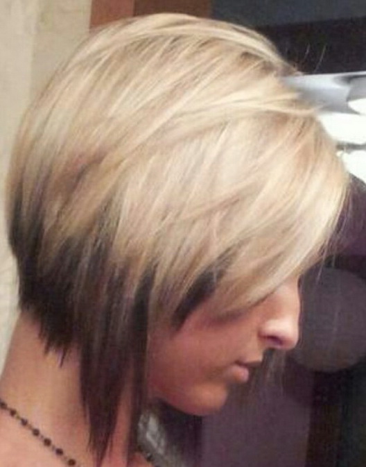 Creative graduated bob hair cut and partial highlight