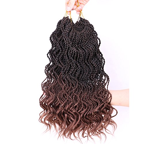 DAIRESS (6 Packs) 14Inch 35strands Wavy Senegalese Twist Crochet Hair Braids Wavy Ends Free Synthetic Hair Extensions Kanekalon Curly Crochet Twist Braiding Hair (#30)