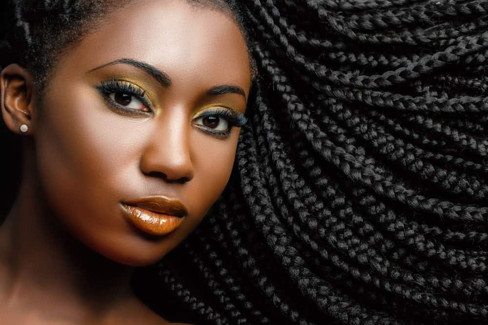 Woman with natural crochet hair.