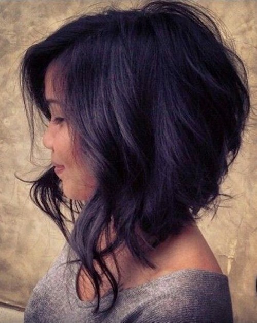 Medium soft wavy Asymmetrical Bob hairstyle for women