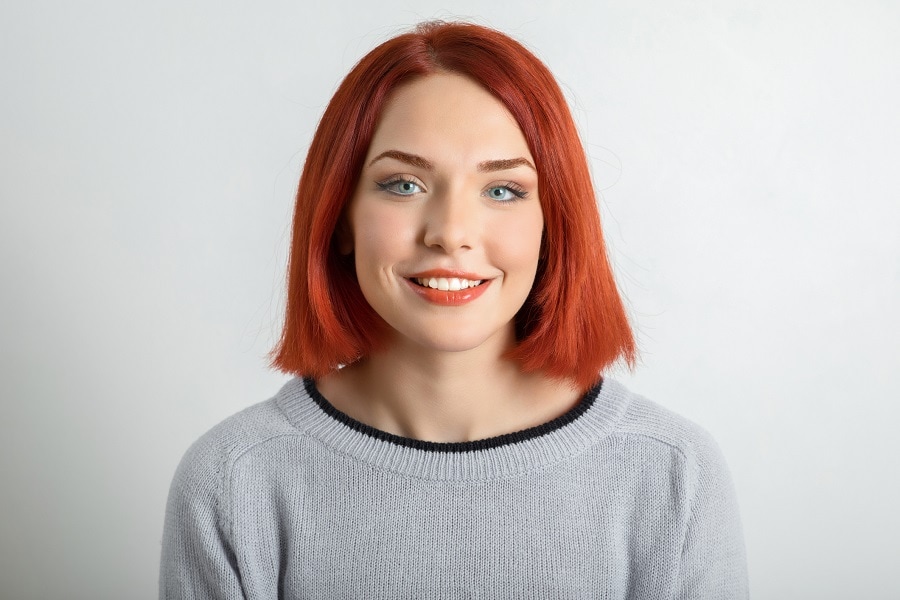 medium red bob hairstyle