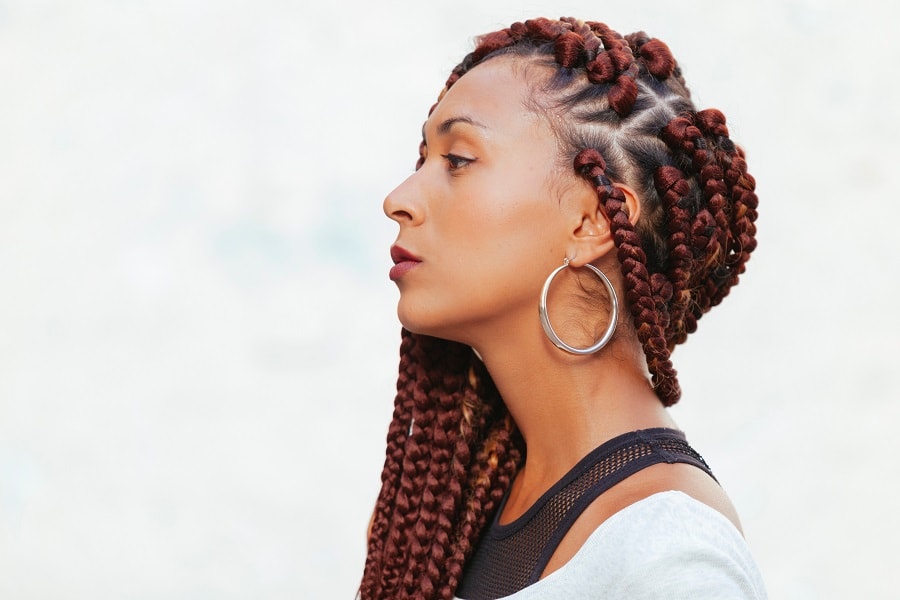 thick copper brown individual braids