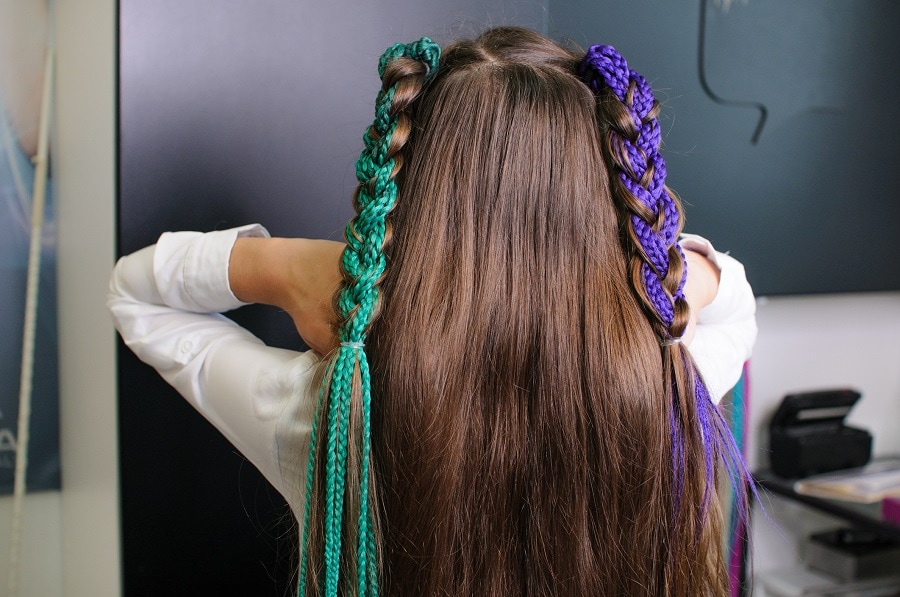 straight long hair with braids