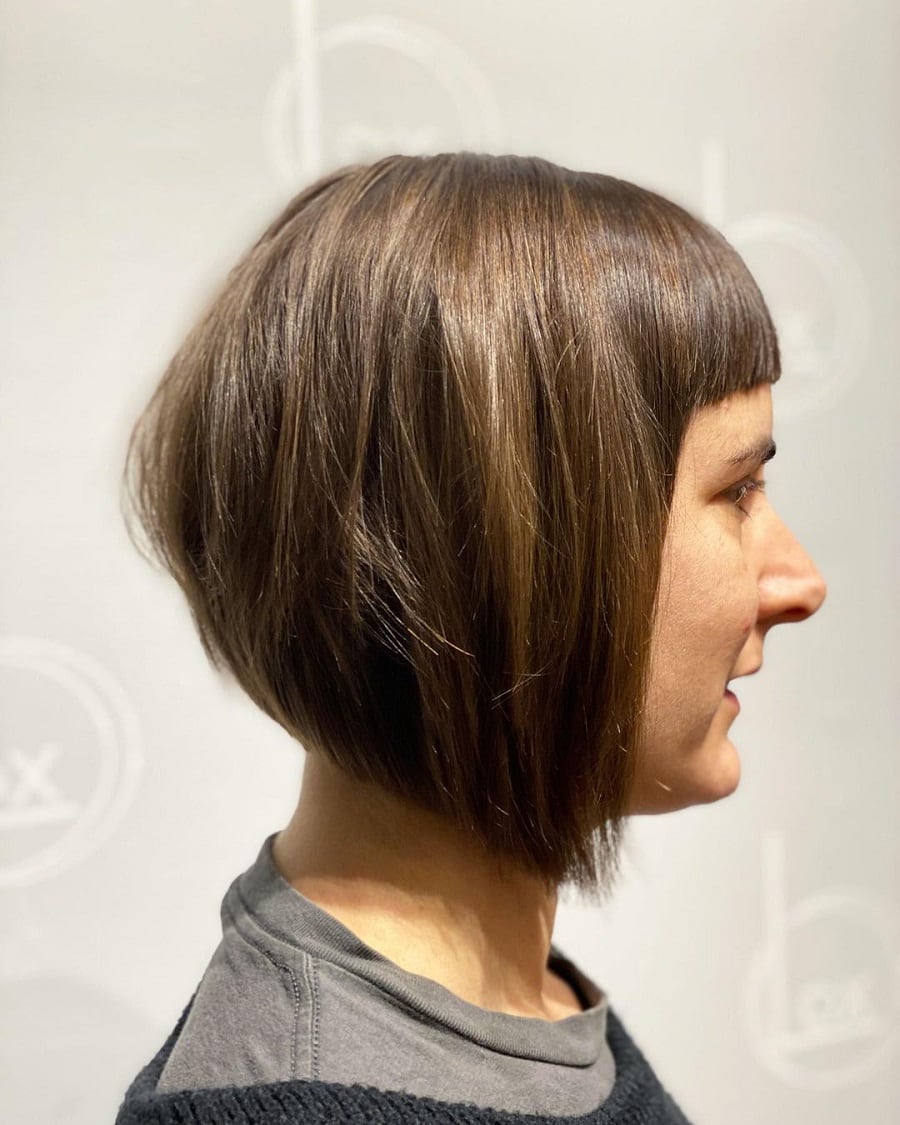 angled bob with short bangs