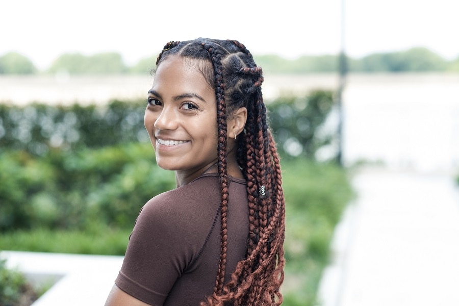 individual braids with brown highlights