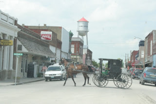 An Amish horse and buggy in Jamesport, Missiouri