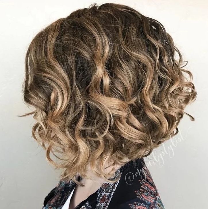 Asymmetrical Curly Bob Hairstyles 2021 - 2022