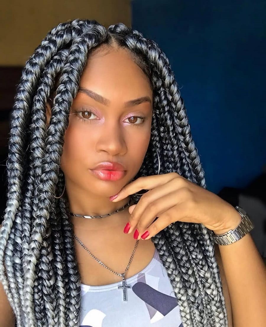 gray jumbo braids