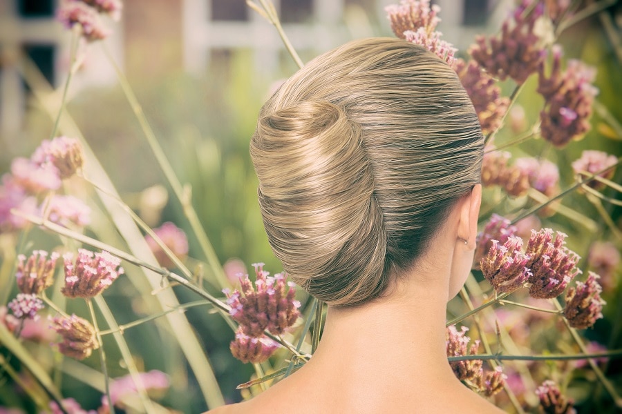 fancy hairstyle with chignon bun