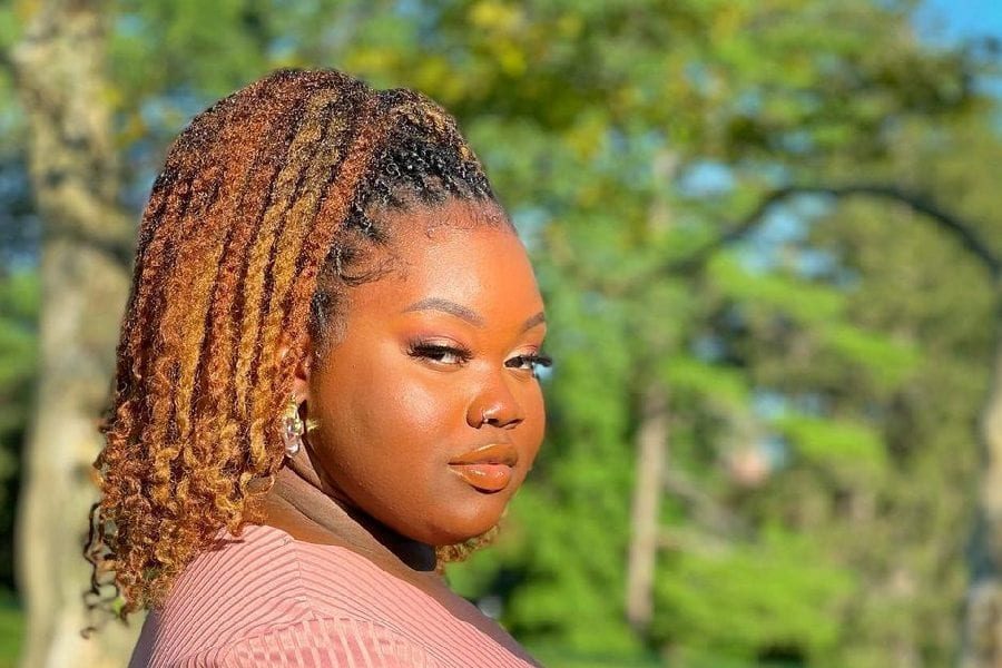 half up half down kinky twist braid hairstyle