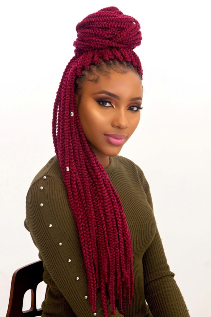 Dark Red Box Braids