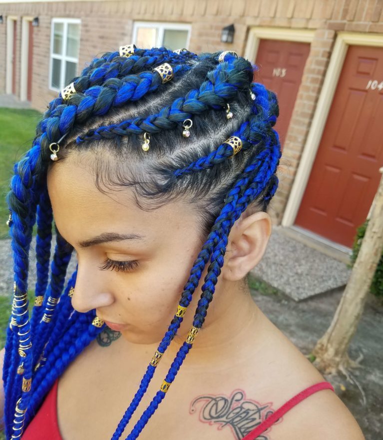 Blue Cornrow Braids