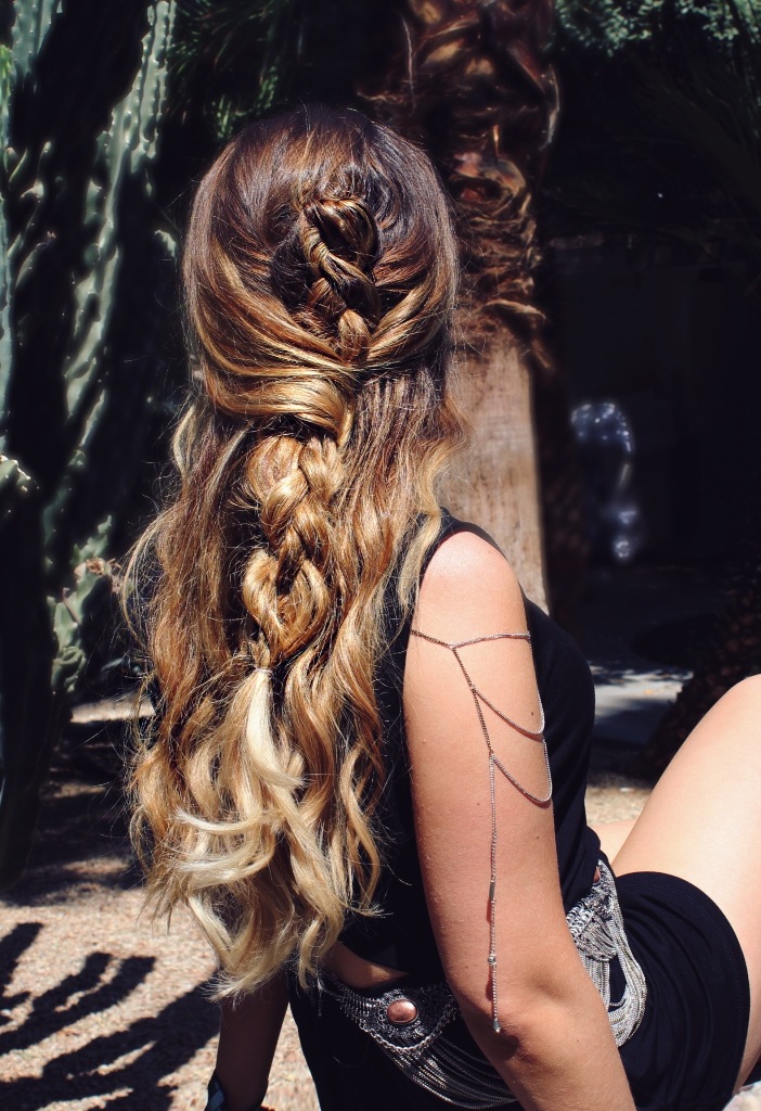 Waterfall Hairstyle With Twisted Flower Bun