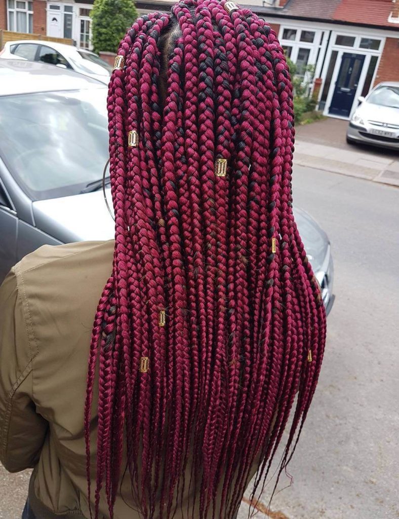 Burgundy Box Braids