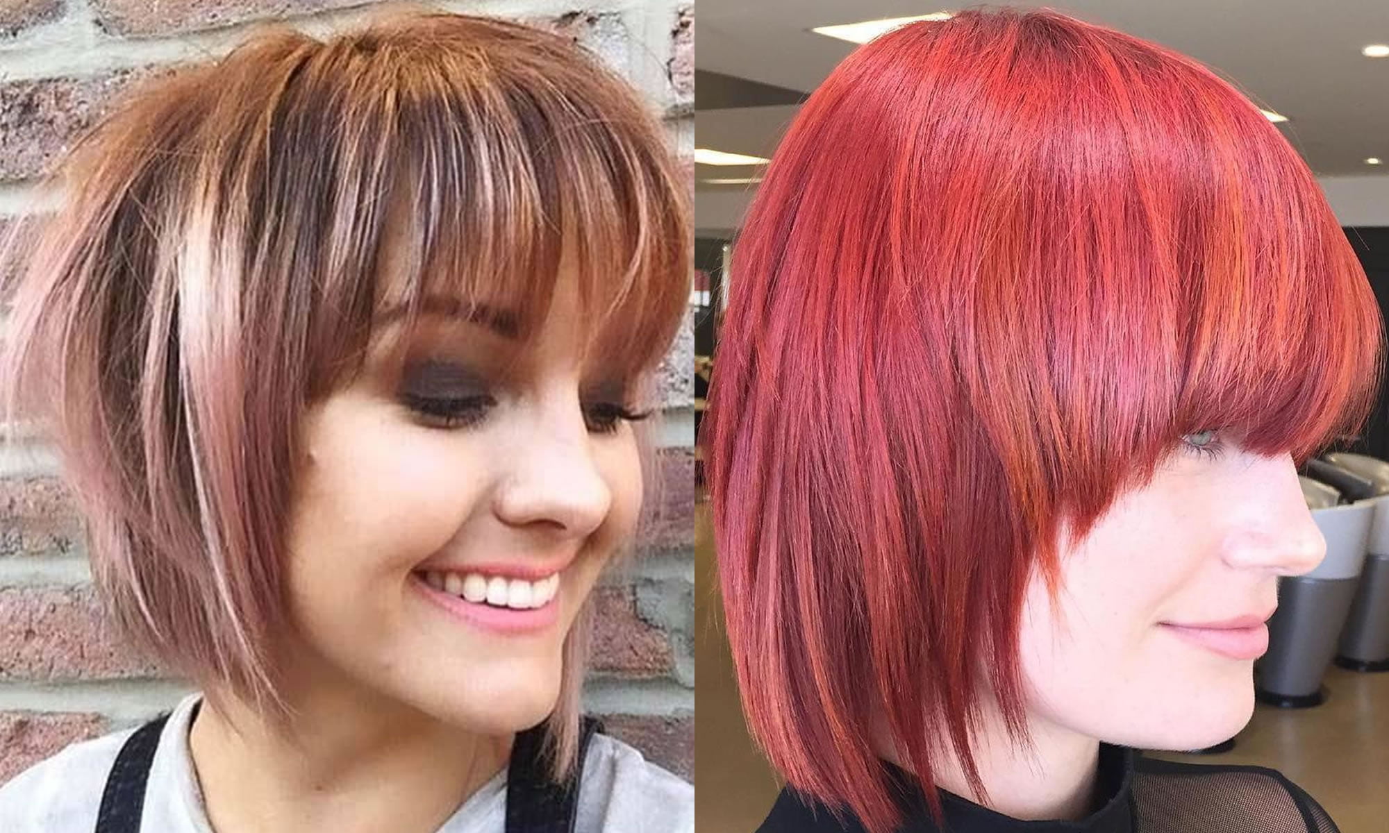 Short Bob Hair Cut With Bangs & New Hair Colors