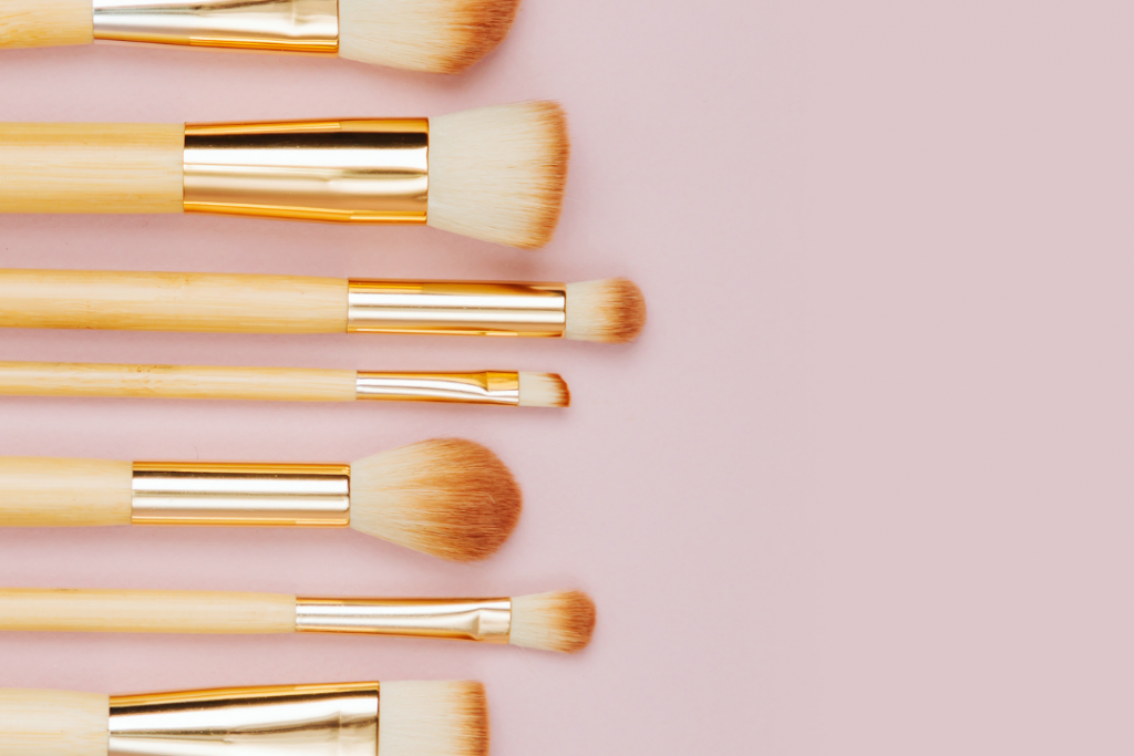 Dry makeup brushes downward