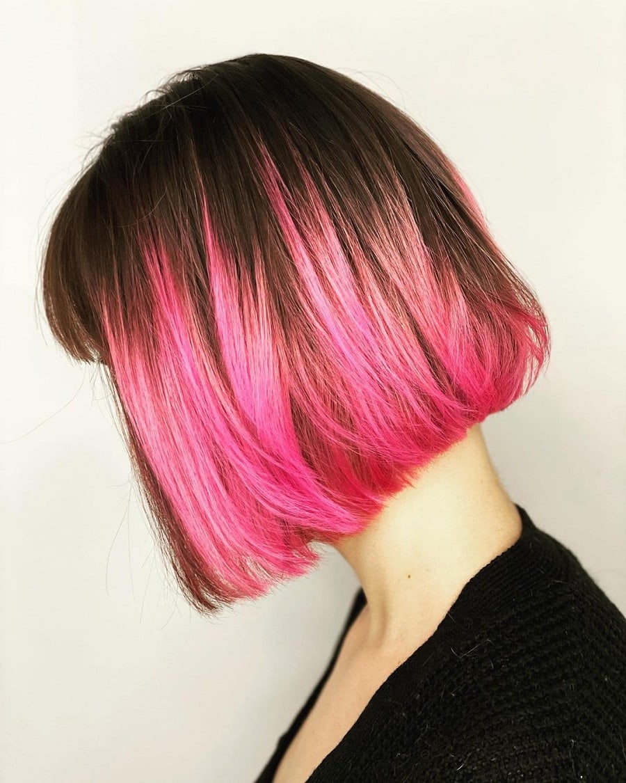 pink ombre angled bob