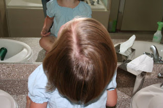 Top view of young girl with A-Line Bob Haircut